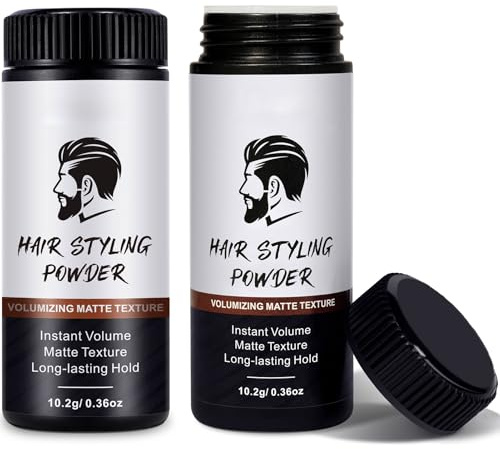 Hair Styling Powder for Men, 2 PCS Hair Texture Powder - Matte Hair Volume Powder for All Hair Types - Easy to Apply With No Oil or Greasy Residue - 10g