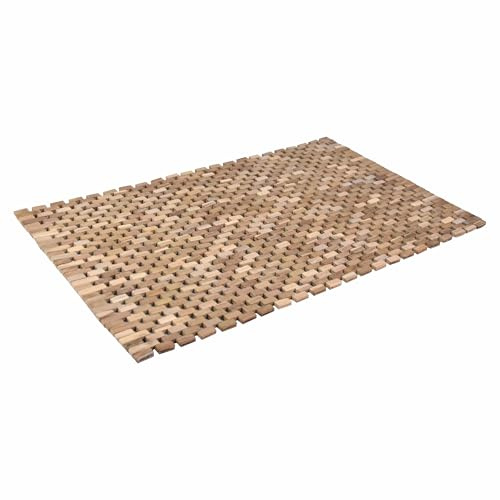 Badvorleger Antirutschmatte Badmatte Badewannenvorleger Teakholz unbehandelt rutschfest 80x48 cm