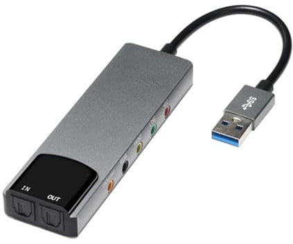 Psdndeww Carte son externe USB avec son numérique SPDIF pour systèmes de son surround 5.1 et 7.1 Corps en aluminium