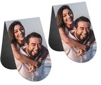 JSDDE 2er Personalisiert Lesezeichen mit Foto Gravur, Magnetisch Lesezeichen mit Bild, Personalisiert Geschenk zum Geburtstag Abschluss Abitur Einschulung (Größe: 40 * 140mm)