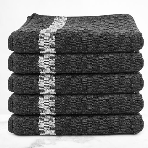 Fuller Earth Terry Tea Towels -100% Cotton Tea Towel | Washable - Quick-Drying, Super Absorbent, Lint-Free | Kitchen Tea Towels - Incredibly Soft Kitchen Towels, Cleaning Cloth (60x40cm, Set of 5)