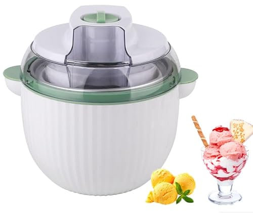 Ice Cream Maker Machine, Sorbet and Frozen Yoghurt Maker Machine, 1 Litre Capacity, Makes Delicious Home Made Ice cream in just 40 Minutes, Ideal for Freezing Sorbet, Snow Cups, Ice Cream Balls green