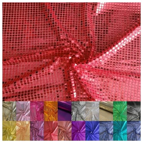 Fabrics-City rot Paillettenstoff stretch Mesh Stoff Meterware mit Pailletten 6mm Kleidung Vorhang Kostüm Glitzerstoff Faschingsstoff sparkling Paillettes für Mode Bühnenkostüme, 2431