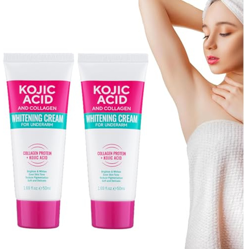 Crema Schiarente con Acido Kojico & Collagene - Per ascelle, ginocchia, gomiti, cosce e zona bikini - Formula delicata per un incarnato uniforme