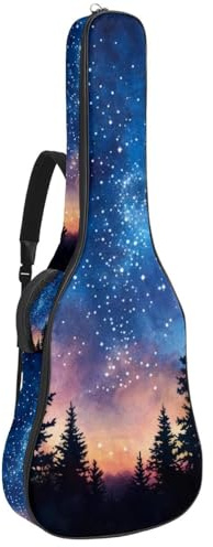 Gitarrentasche, 101,6 cm, 104,7 cm, 1 cm dick, Schaumstoff, weich gepolstert, für Akustik-, E-Bass-, klassische Gitarre, Aquarell, Blaugrün, Weiß, geometrisches Muster, Mehrfarbig 04, 42.9x16.9x4.7 in