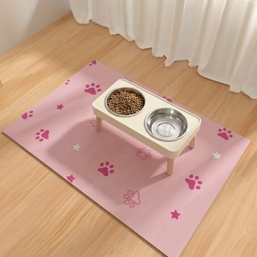 Tapis d'alimentation pour Chien 40x60cm, Tapis Absorbant pour Bol d'eau pour Chats en Caoutchouc pour Nourriture pour Animaux