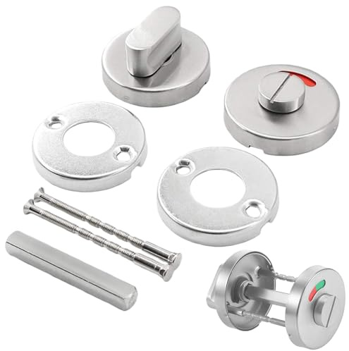 Rosace de WC avec indicateur de reçus et verrou rotatif, rosace en acier inoxydable avec serrure de WC et ferrure de porte, accessoire pour porte de toilette avec indicateur d'occupation rouge et vert