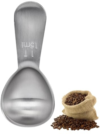 Doosu Coffee Scoop Ground Coffee, 18/8 Stainless Steel Measure Spoon, 1tbsp | Food Grade Small Metal Measuring 1 Tablespoon with Short Handle, for Beans, Tea, Protein Powder, Espresso (15ml)