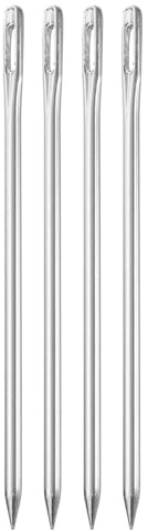 QUARKZMAN 4 Agujas Grandes De Ojo, 3.94 3mm Agujas De Acero Para Coser Hilo De Bordar Agujas De Ojo Grande Para Tejer Manualidades Artesanales, Plata