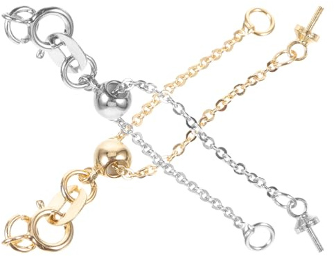 KOMBIUDA 2 Pezzi Catene Estensione Collane e Bracciali Fai da Te Regolabili in Metallo Dorato e Argentato Estensori Versatili per Gioielli Riparazione e Allungamento Elegante