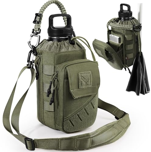 Magnetische Gym Tasche mit Flaschenhalter für Fitnessstudio mit Handyfach | Starker Magnet, passend für 1–2L Trinkflaschen, mit Handyfach, MOLLE-System und Schultergurt