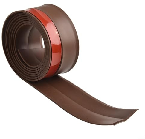 Bande d'étanchéité en caoutchouc résistant aux intempéries pour porte de garage - Protection contre la pluie, le vent, la neige et les courants d'air - Bande d'isolation de garage (2 m, marron)
