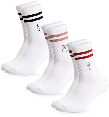 Occulto Damen & Herren Motiv Tennissocken mit Streifen 3er Pack (Modell: Summer), Statement Tennis Socken