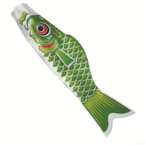 Japanischer Karpfen Windsack Fisch Flagge Drachen - 100 cm Lebendige Outdoor-Gartendekoration, wetterbeständiges Satin-Windspiel für Hinterhof, Terrasse, Hof oder festliche Gartenausstellung (grün 100