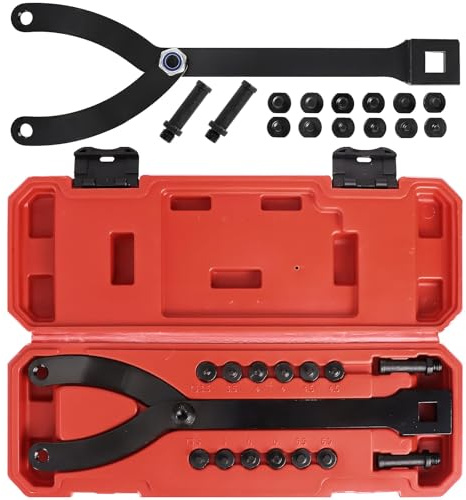 DHNDO 15 Pcs Variable Pin Spanner Wrench Set, Adjustable Wrench Kit | 1/2-Inch Drive Universal Fan Clutch Pulley Holder, High Carbon Steel Wrench Tool Kit for Cars, Motorcycles