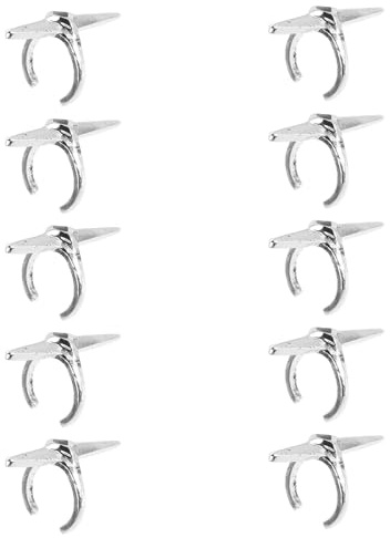 GATHINESS 10 Piezas Anillos de Uñas para Mujeres, Anillo Punta del Dedo, Aleación de Zinc, Plata, Ajustable, Estilo Espada y Cruz, para Fiestas y Festivales