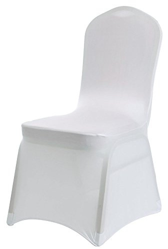 IVhomeshop 100 White Lycra Spandex Stretch Chair Covers Wedding Anniversary Cover Event Dining Banquet Decoration Party meeting Slipcovers