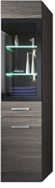 Badplaats B.V. Badezimmer Schrank Rio 131 cm Grau Eiche – Regal Schrank Hochschrank Schrank Möbel Badschrank