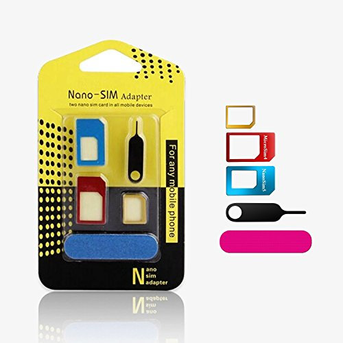 Refined® Sim Card Adapter 5in1 Nano Micro Standard Sim Card Adaptor Kit Converter With Sander Bar and Tray Open Needle