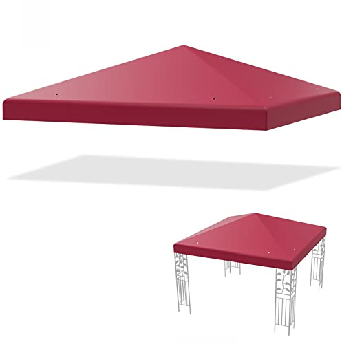 COSTWAY Toile de Toit de Rechange en Polyester pour Pavillon (Vin Rouge) | Bâche de Toit pour Tonnelle Tente 300 x 300 cm Couleur au Choix