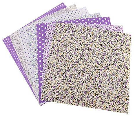 Topincn 7 Stück 50 x 50 cm Baumwollquadrate mit Blumenmuster und passenden Punkten, vorgeschnittene Quadrate zum Nähen, Patchwork