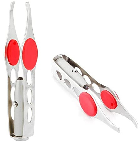 LHKJ Pinzas Cejas, Pinzas de Acero Inoxidable con Luz, Herramienta de Maquillaje para Cosméticos de Cejas, Pinzas Depilar para Quitar el Pelo de Pestañas