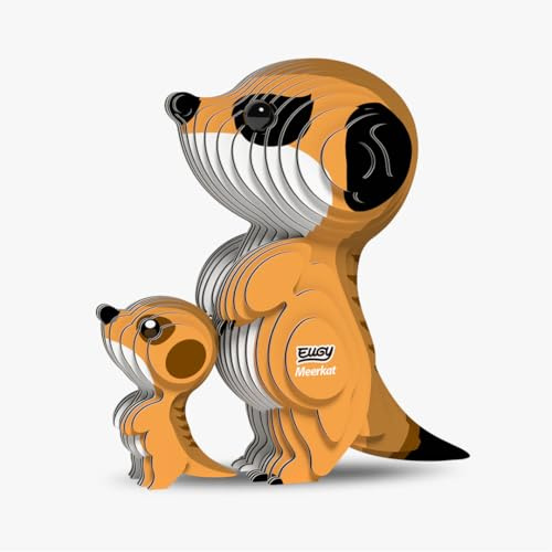 EUGY 650046 Erdmännchen, 3D Tier-Puzzle für Kinder und Erwachsene zum Zusammenbauen, DIY Tierfigur, Bastelset ab 6 Jahren