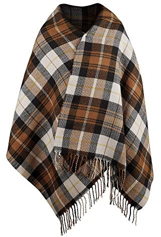 MengH-SHOP Sciarpa invernale da donna, calda, in tartan, per autunno e inverno, 200 x 75 cm, marrone, marrone, Taglia unica