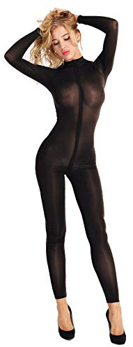 MSemis Body a Rete Lingerie Donna Sexy Hot per Sesso Trasparente Catsuit Bodysuit Bodystocking Cavallo Aperto Leggings Collant Erotico Tuta da Ginnastica Jumpsuit Chemise Nero L