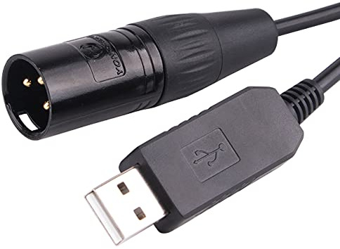 Adapterkabel USB auf DMX 512 3PIN XLR Interface Computer PC Bühnenbeleuchtung Controller Dimmer USB auf DMX Freestyle Software RS485 Serielles Konverterkabel (Schwarzes USB-Gehäuse, 6Fuß/1.8m)
