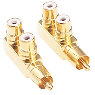 RFaha 2 pcs RCA Mâle à Double RCA Connecteur Femelle Adaptateur AV Splitter pour Audio Vidéo (F91-2)