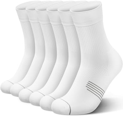 PAPLUS 3 Pairs Running Compression Socks for Men & Women, Atheltic Crew Socks with Cushion, Arch Support for Hiking, Cycling