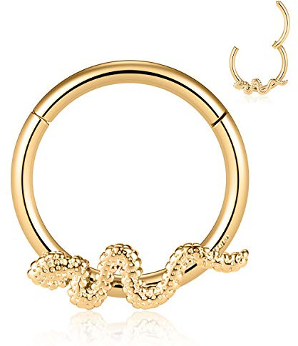 AROWRO 16 g rostfritt stål septum clicker daith rook tragus helix brosk lobe septum piercing smycke orm/pyramid/pil/stjärna design fällbar segmentring, Rostfritt stål