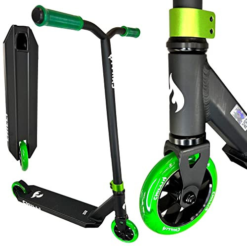 Chilli Pro Base Stunt-Scooter Park-Trick-Tret-Roller + Fantic26 Griptape (Base S H=79cm Schwarz/Grün)