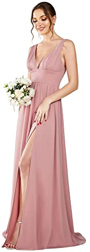 Ever-Pretty Robe de Soirée Chic Col en V sans Manche Tricot Maxi Robe évasée EE0168B