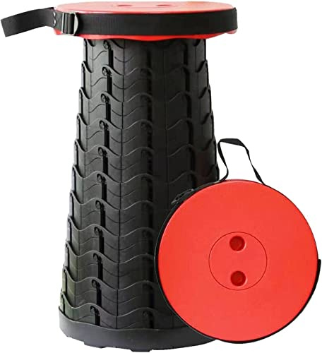 ZLASS Camping Hocker Deluxe Teleskop-Hocker; Tragbarer Teleskophocker Faltbarer Camping-Stuhl, Angelhocker, Festival Stuhl,Red