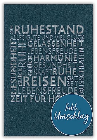 bsb Karte zum Ruhestand - Karte Abschied Kollege mit Wortwolke - Karte mit Umschlag - Abschiedskarte Kollegen Ruhestand in 11,5 x 17,0 cm