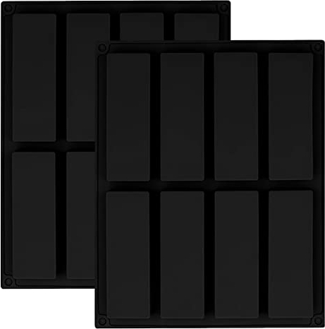 YXHZVON Pack of 2 Cereal Bars Baking Mould Silicone, 8 Cavities Rectangular Silicone Mould, Cereal Bar, Energy Bar Maker, Baking Mould for Truffle, Ganache, Brownie, Cornbread, Cheesecake and Soap,