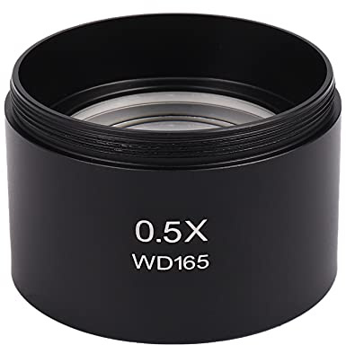 Optisches Aux-Objektiv für Stereo-Mikroskop, 0,5 x Barlow-Linse, Schwarz, Kunststoff, M48 mm Gewinde