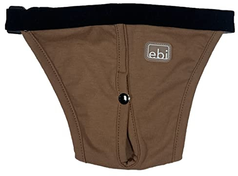 Ebi, Klassische Höschen für Hunde, XXL – 60 – 70 cm, Braun, Höschen aus Baumwolle, bequem und dehnbar, leicht zu verstellen, mit 3 Damenbinden, waschbar bei 40 °C