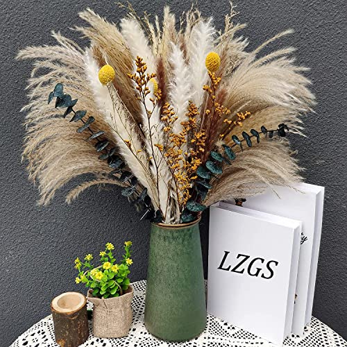 Fiori secchi decorativi Bouquet Erba Della Pampas Decorative 40-44 cm di fiori secchi naturali fai da te Ideale per il soggiorno Boho Camera da letto e vasi (LZGSGO-0105)