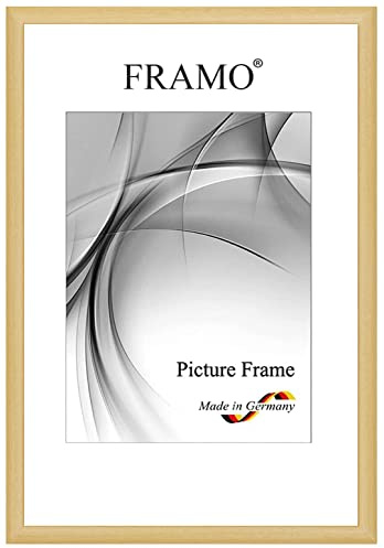 FRAMO Holz Bilderrahmen Schmal 30 x 50 cm aus Massivholz | Natur | Farbe/Größe wählbar | Rahmen für Poster | Puzzle | Foto collage N°080