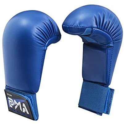 Playwell Martial Arts Karate Competition Vinyl Sparring Mitts, Gloves - Blue (Large)