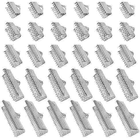 TOAOB 100 Stück Silberton Metall 8 mm bis 25 mm Bandklemmen Ribbon End | mit Haltekrallen, für Armband Ohrringe Schmuckherstellung