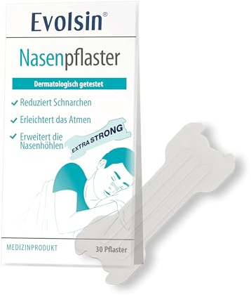 Evolsin® Anti Schnarch Nasenpflaster I WISSENSCHAFTLICH BESTÄTIGT I Schnarchstopper für besseres Atmen bei Schnarchen, Sport oder Erkältung I Effektiv schnarchen verhindern
