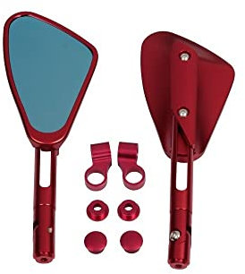 COGNOO Motorrad Lenkerendenspiegel Für Royal Enfield Interceptor 650 Himalayan Retro Moto Motorrad Spiegel Lenker Rückspiegel Seitenspiegel Rückspiegel Motorrad Rückspiegel(Red)