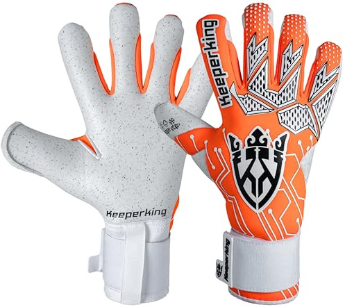 Keeperking Professionelle Fußball-Torwarthandschuhe für Kinder, Jungen, Jugendliche, Erwachsene, Männer, Fußball-Torwarthandschuhe, starker Halt, Latex-Handflächenschutz