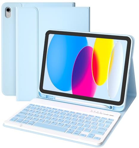 TQQ Keyboard Case for iPad A16 11th Generation 2025 and 10th Generation 2022 (11/10.9 inch), Detachable Bluetooth Keyboard Cover with Pencil Holder for iPad 11/10 Gen, UK Layout