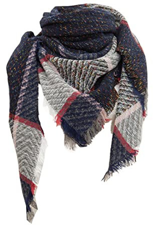 Halstuch Schwarz, Warm Leicht Dicke Halstuch Schal Hochzeit Quadratisch Baumwolle Winterschal Tücher Kariert Weich Schwarz Winter Trachtentücher Damenschal #