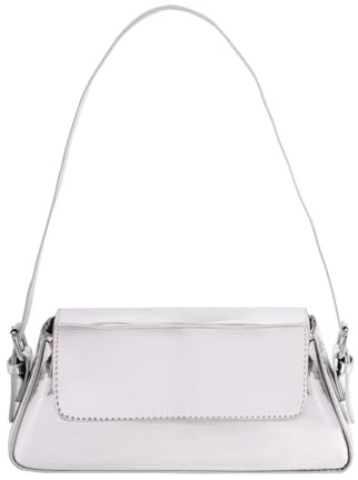 Jiusely Y2K Metallic Hobo Bag for Women - Silver Handbag Underarm Clutch Purse | Silver Evening Handbag with Shoulder Strap for Party, Wedding, Holiday & Shopping